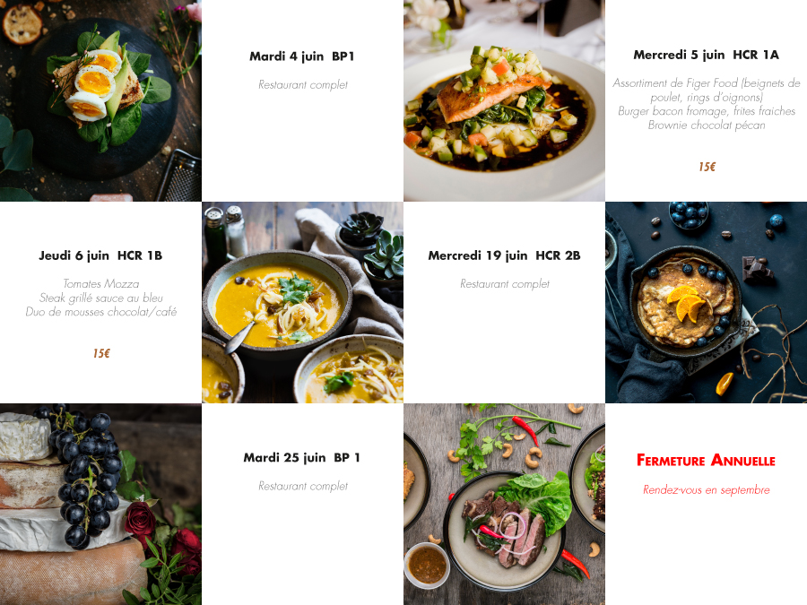 menu restaurant pédagogique mars 2019
